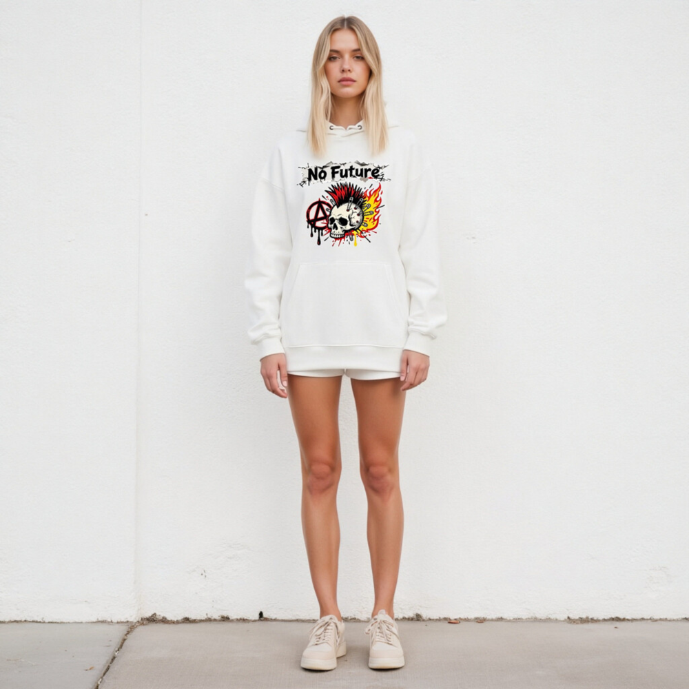 No Future Punk Skull Hoodie - Unisex Eco-Friendly Sweatshirt - Image 4