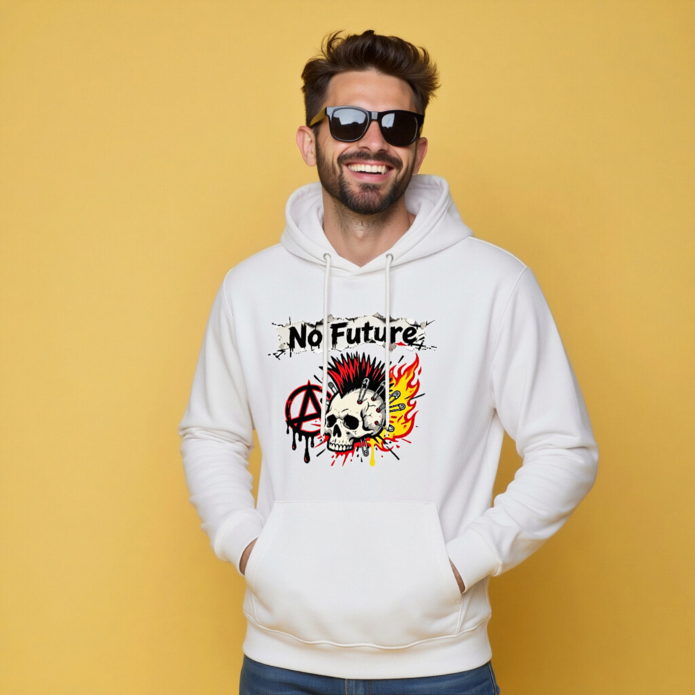No Future Punk Skull Hoodie - Unisex Eco-Friendly Sweatshirt - Image 7