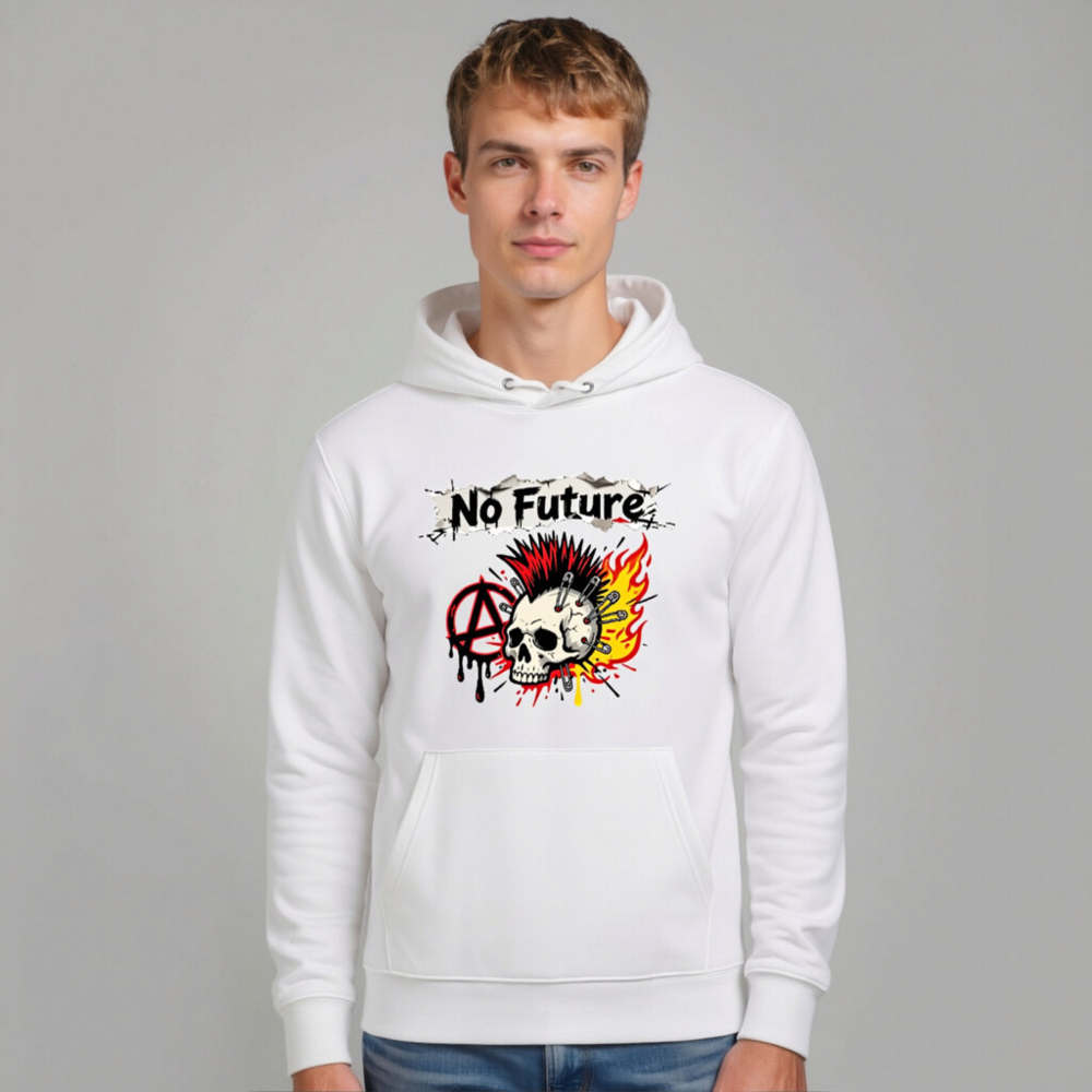 No Future Punk Skull Hoodie - Unisex Eco-Friendly Sweatshirt - Image 10