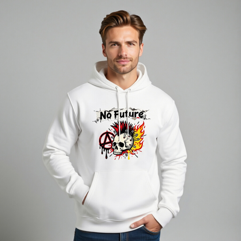 No Future Punk Skull Hoodie - Unisex Eco-Friendly Sweatshirt - Image 11