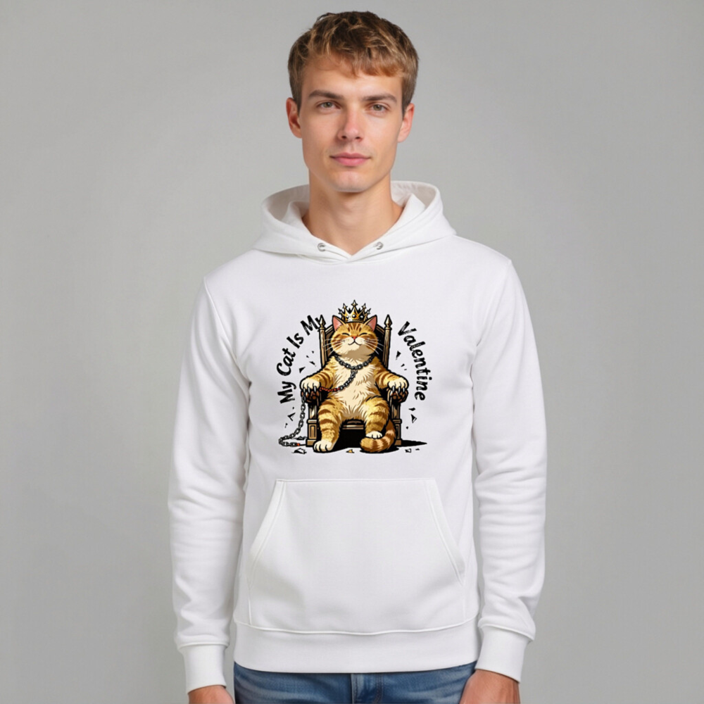 My Cat Is My Valentine Unisex Eco Hoodie - Essential Comfort, Sustainable Fabric - Image 10