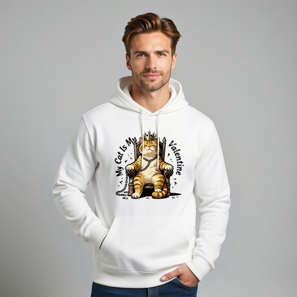 My Cat Is My Valentine Unisex Eco Hoodie - Essential Comfort, Sustainable Fabric - Image 11