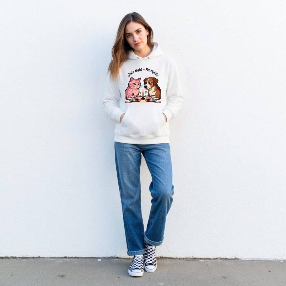 Unisex Eco Hoodie - Pet Fight Date Night Graphic Sweatshirt - Image 3