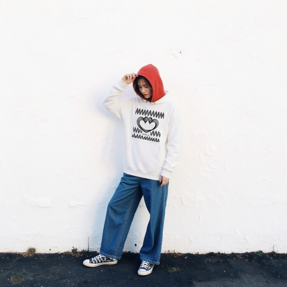 Unisex Eco Hoodie - Infinite Us Heart Design, Sustainable Organic Cotton - Image 2