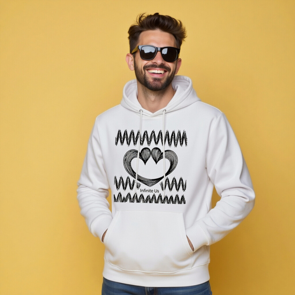 Unisex Eco Hoodie - Infinite Us Heart Design, Sustainable Organic Cotton - Image 7
