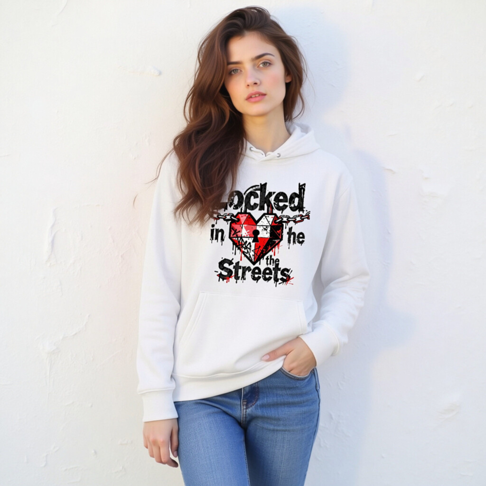 Unisex Eco Hoodie - Locked in the Streets Heart Chain Design - Image 9