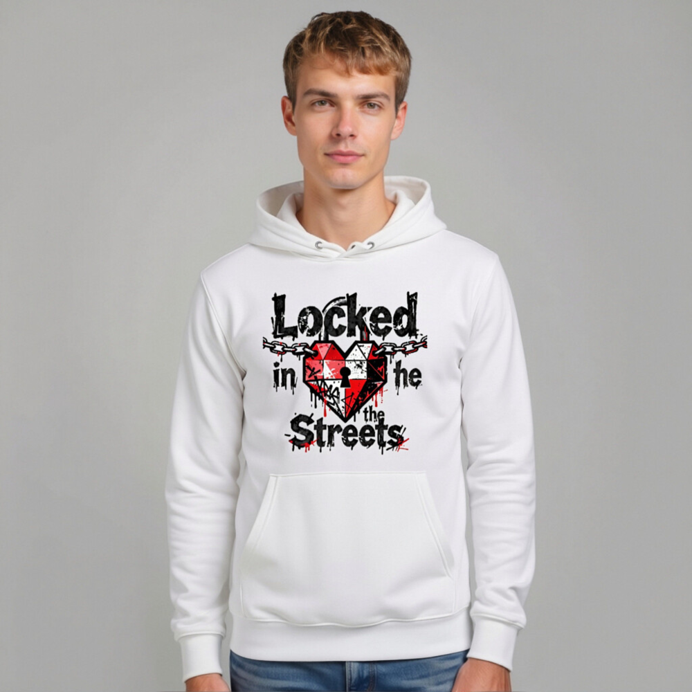 Unisex Eco Hoodie - Locked in the Streets Heart Chain Design - Image 10