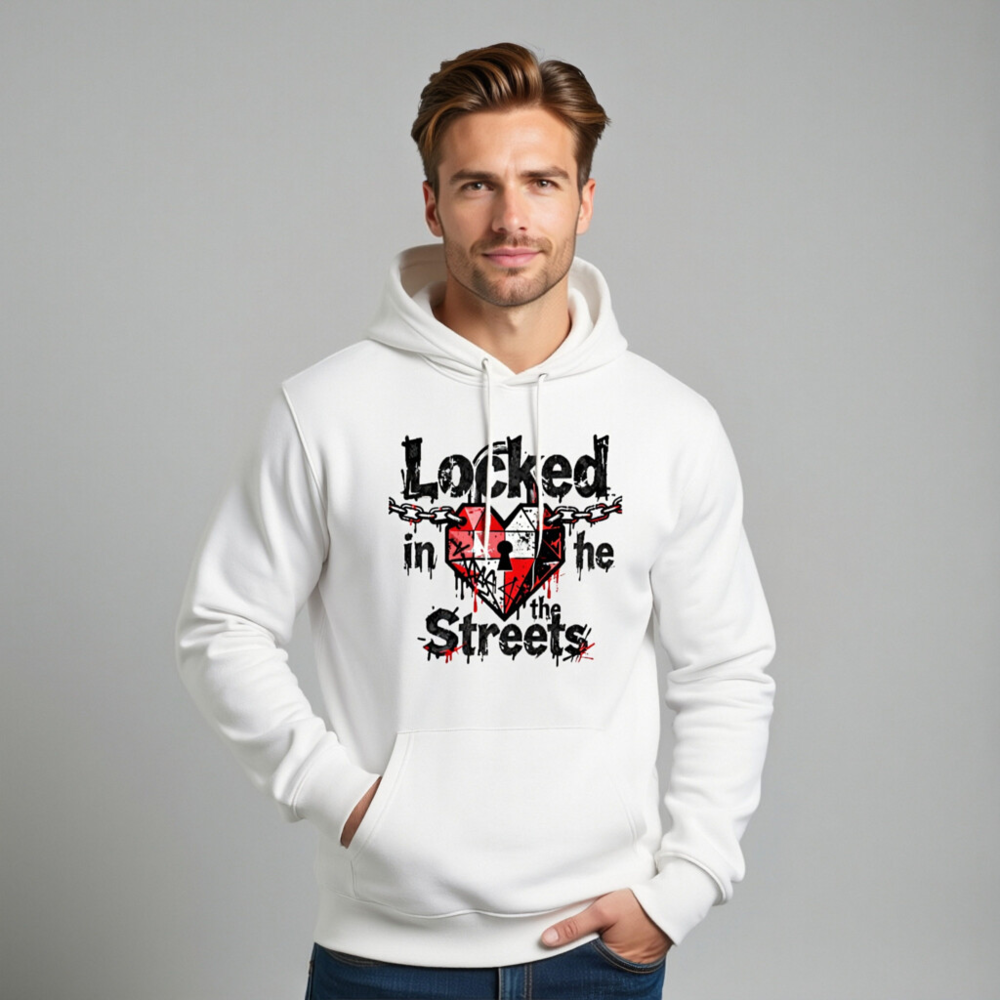 Unisex Eco Hoodie - Locked in the Streets Heart Chain Design - Image 11