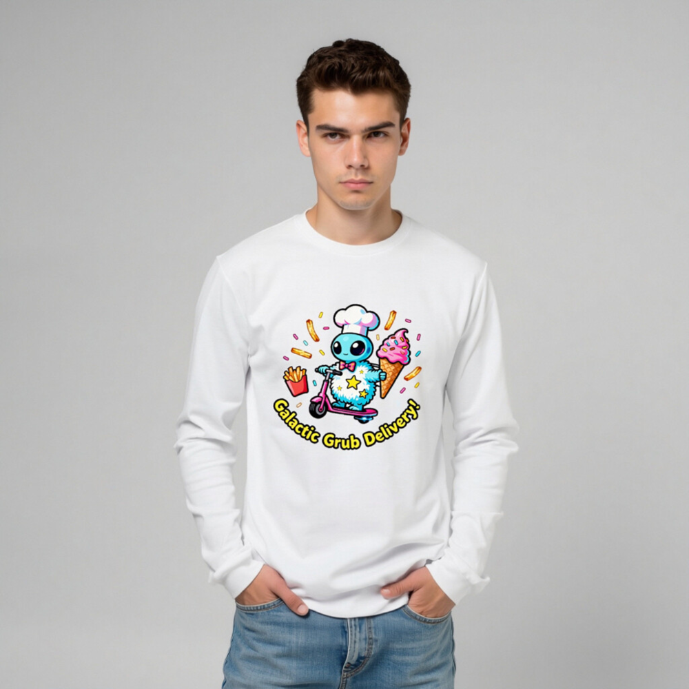 Galactic Grub Delivery! Alien Chef Long Sleeve Tee - Unisex - Image 10