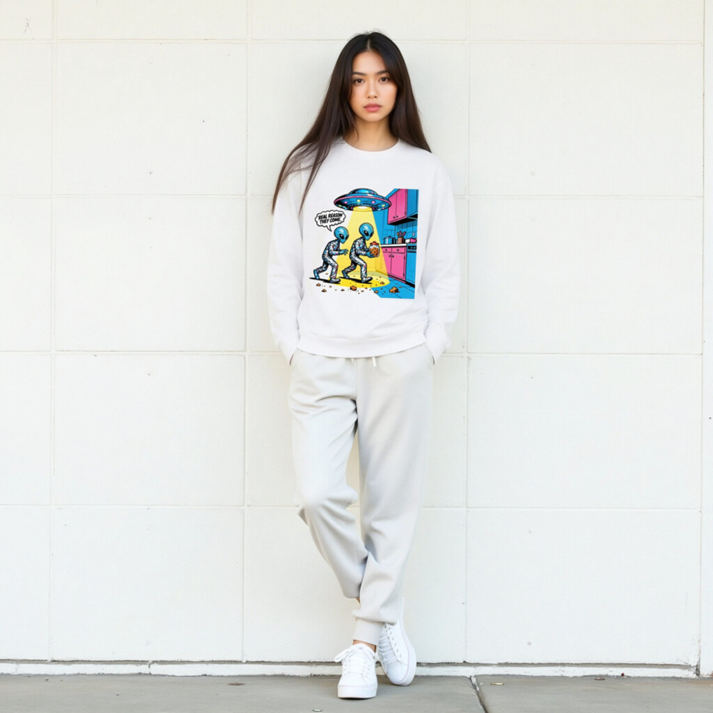 Alien Cookie Theft Unisex Long Sleeve Tee - Retro Sci-Fi Graphic - Image 9