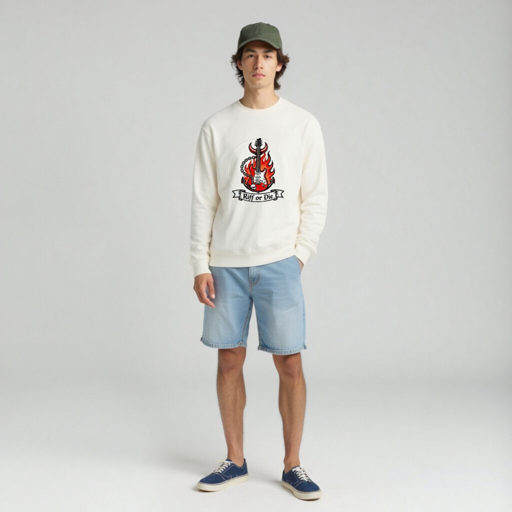 Riff or Die Electric Guitar Flame Long Sleeve Tee - Unisex Rock Shirt - Image 3