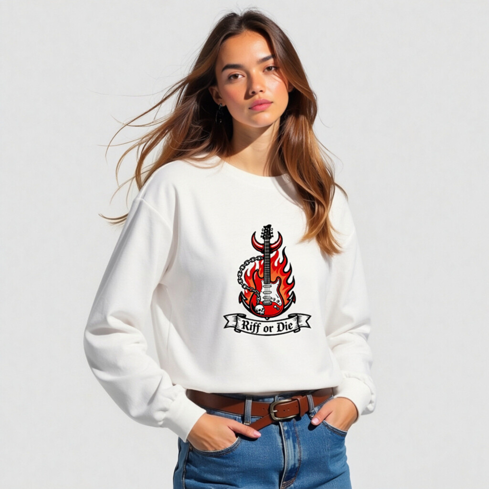 Riff or Die Electric Guitar Flame Long Sleeve Tee - Unisex Rock Shirt - Image 5