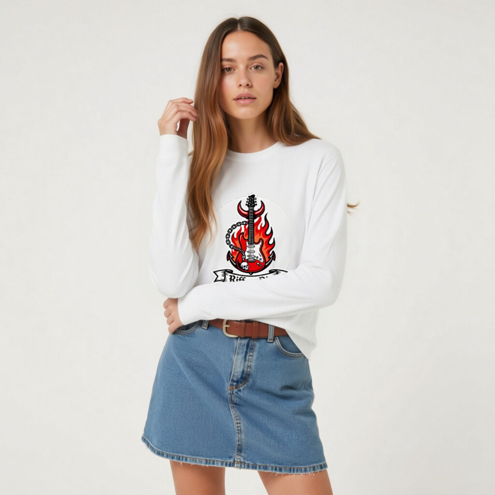 Riff or Die Electric Guitar Flame Long Sleeve Tee - Unisex Rock Shirt - Image 8