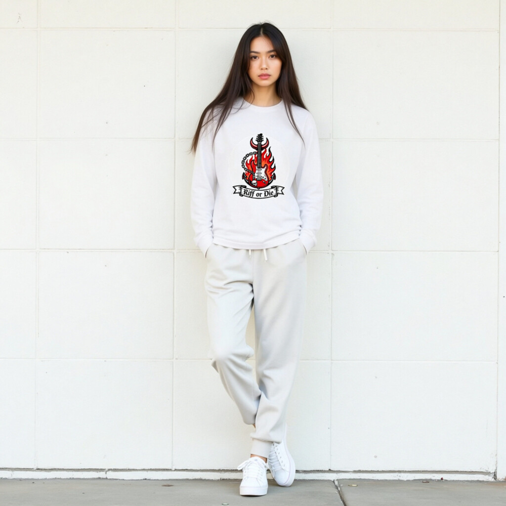 Riff or Die Electric Guitar Flame Long Sleeve Tee - Unisex Rock Shirt - Image 9