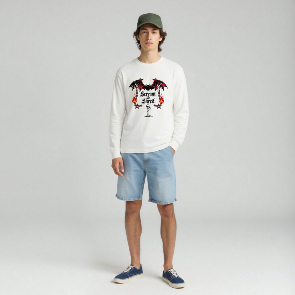 Scream & Shred Bat Wings Long Sleeve Tee - Unisex Gothic Punk Shirt - Image 3