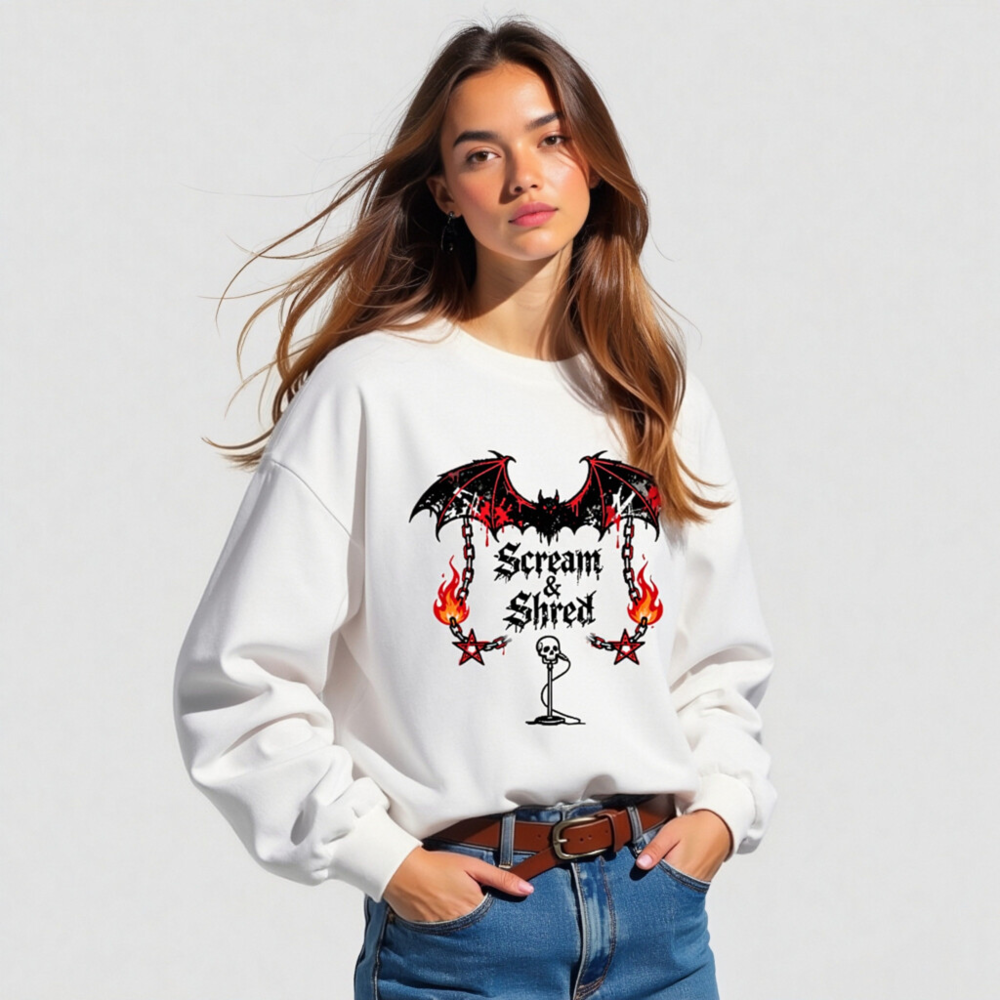 Scream & Shred Bat Wings Long Sleeve Tee - Unisex Gothic Punk Shirt - Image 5