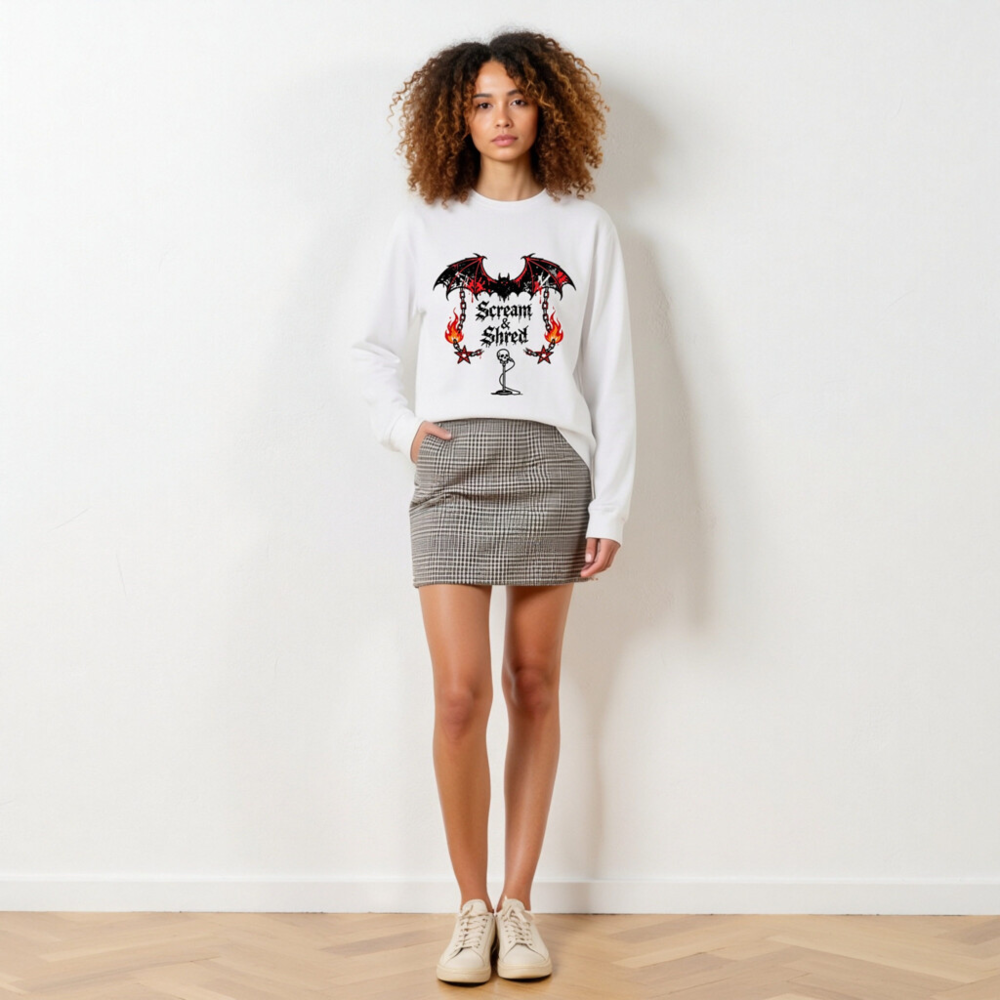 Scream & Shred Bat Wings Long Sleeve Tee - Unisex Gothic Punk Shirt - Image 6