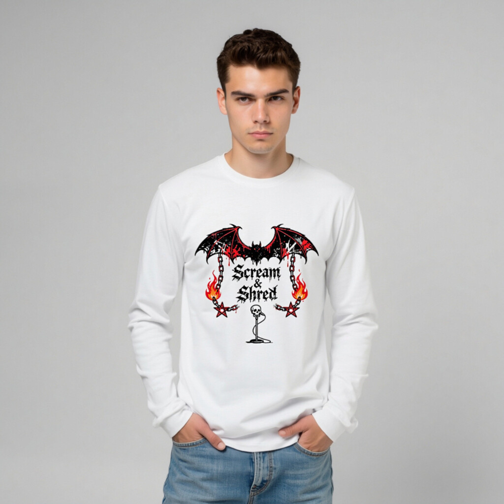 Scream & Shred Bat Wings Long Sleeve Tee - Unisex Gothic Punk Shirt - Image 10