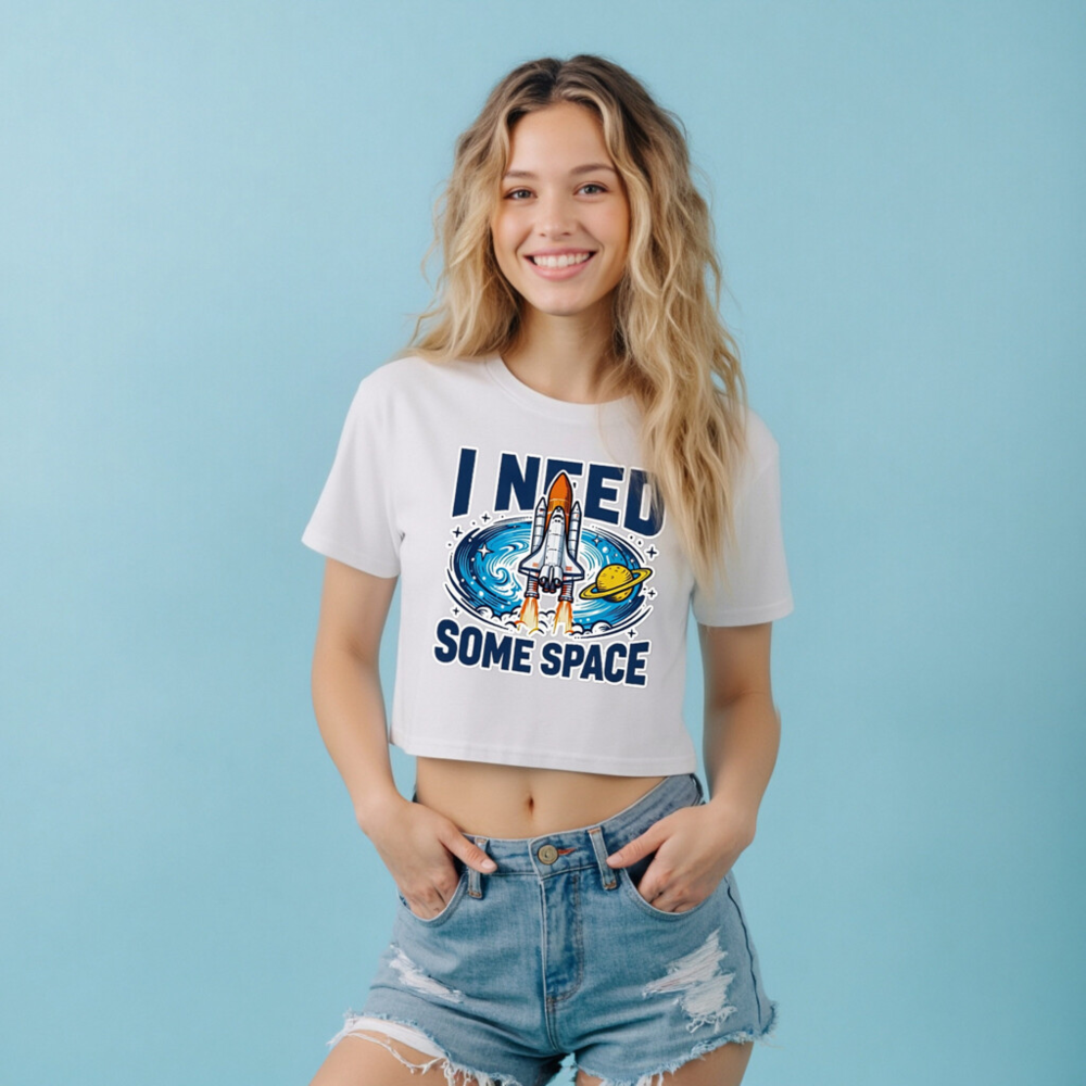Women's Crop Top - I Need Some Space Rocket & Planet Design - Image 7