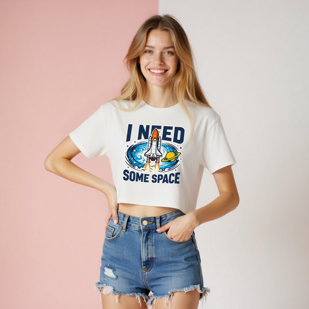 Women's Crop Top - I Need Some Space Rocket & Planet Design - Image 8