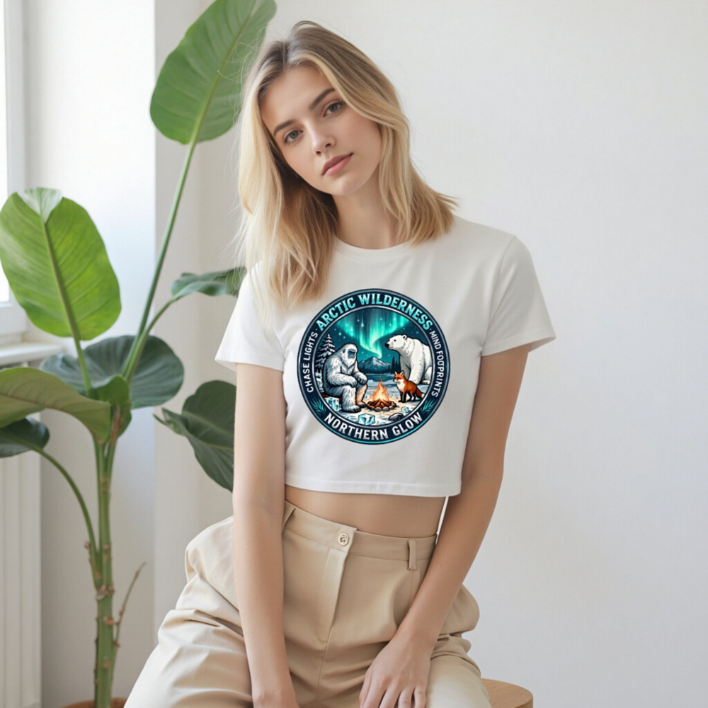 Women's Arctic Wilderness Crop Top - Northern Glow, Chase Lights, Mind Footprints - Image 9