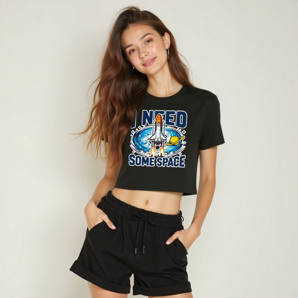 Women's Crop Top - I Need Some Space Space Shuttle Graphic Tee - Image 6
