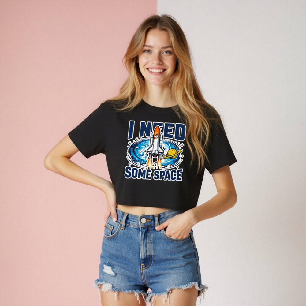 Women's Crop Top - I Need Some Space Space Shuttle Graphic Tee - Image 8
