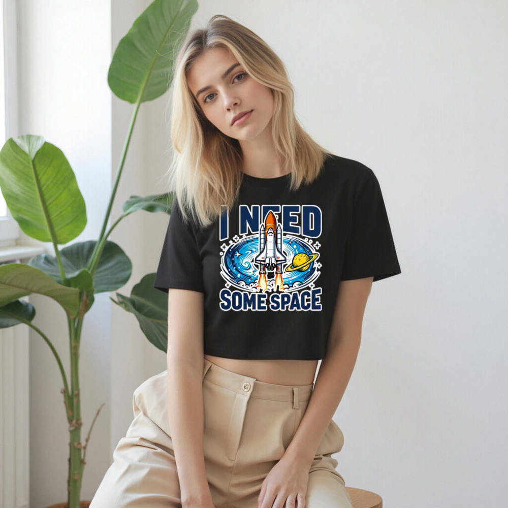 Women's Crop Top - I Need Some Space Space Shuttle Graphic Tee - Image 9