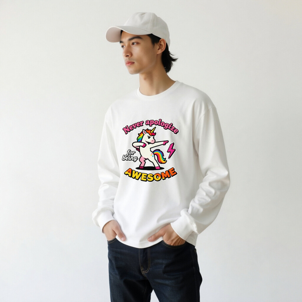 Dabbing Unicorn Tee - Never Apologize for Being Awesome Unisex Long Sleeve Shirt - Image 9