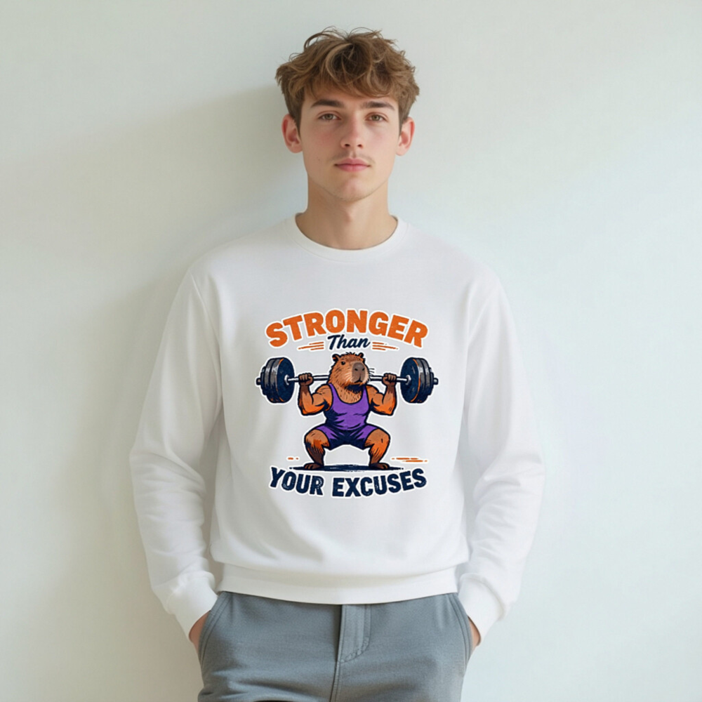 Stronger Than Your Excuses Capybara Gym Long Sleeve Tee - Unisex Fitness Shirt - Image 5