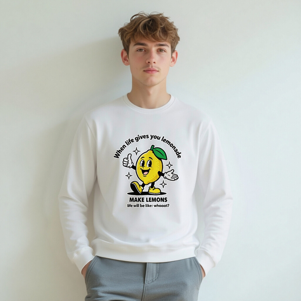 Unisex Long Sleeve Tee: 'Make Lemons' Lemon Mascot Fun Graphic Shirt - Image 5