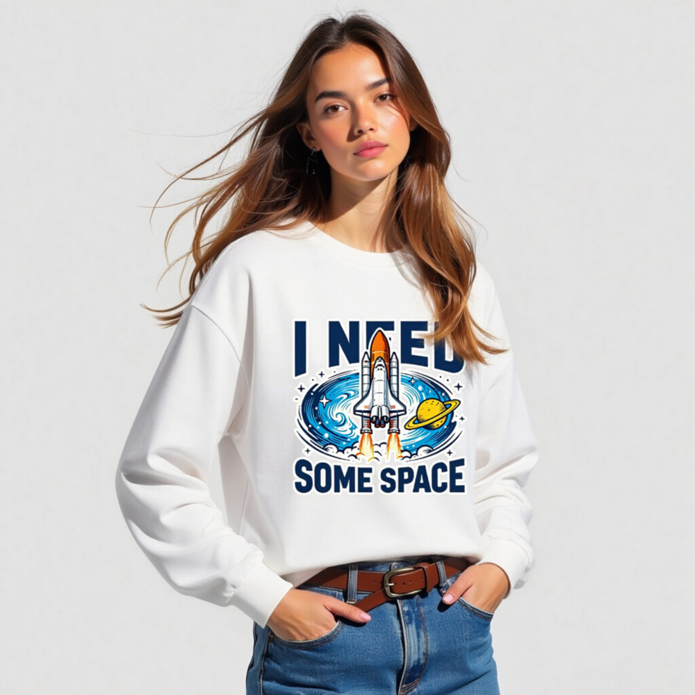I Need Some Space Long Sleeve Tee - Unisex Space Shuttle & Saturn Design - Image 4