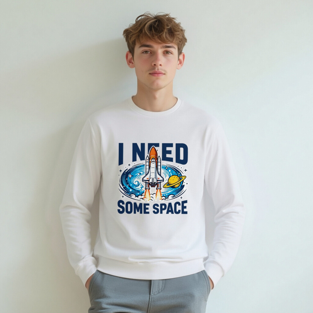I Need Some Space Long Sleeve Tee - Unisex Space Shuttle & Saturn Design - Image 5