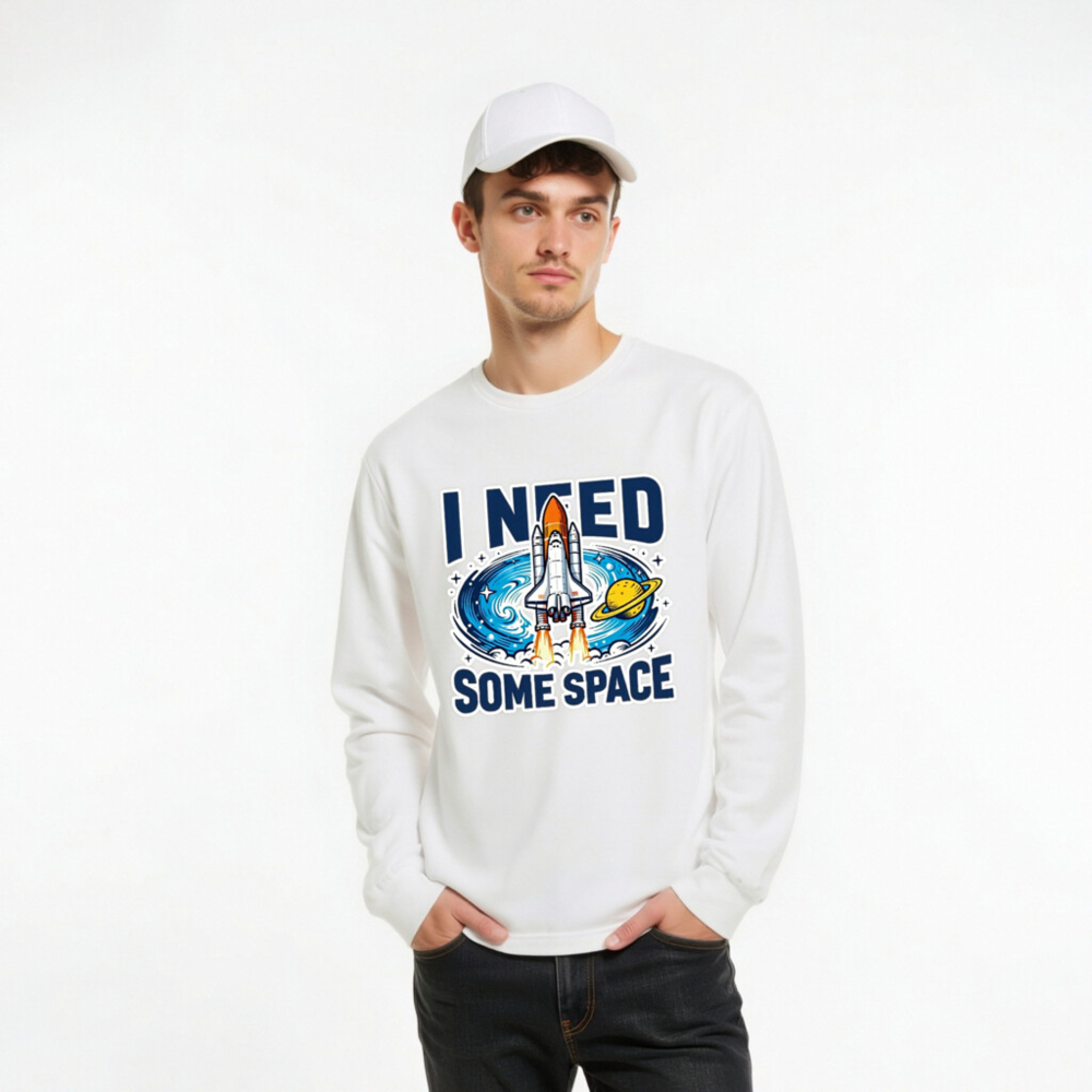 I Need Some Space Long Sleeve Tee - Unisex Space Shuttle & Saturn Design - Image 10