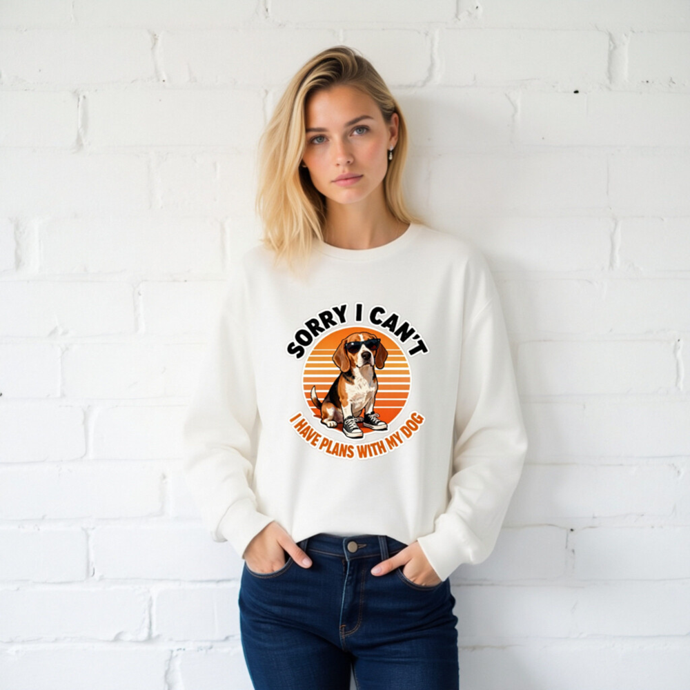 Sorry I Can't I Have Plans With My Dog Beagle Long Sleeve Tee - Unisex Vintage Style - Image 2