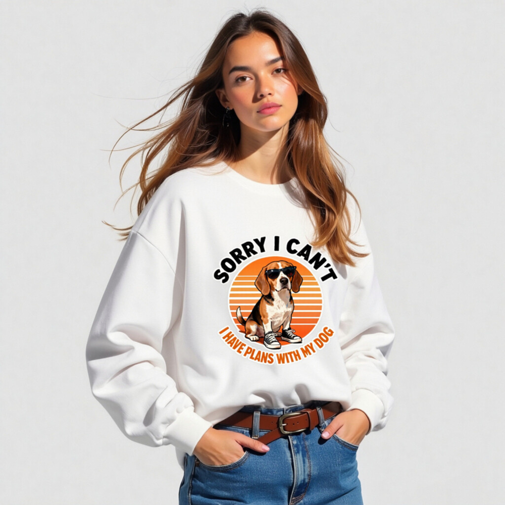 Sorry I Can't I Have Plans With My Dog Beagle Long Sleeve Tee - Unisex Vintage Style - Image 4