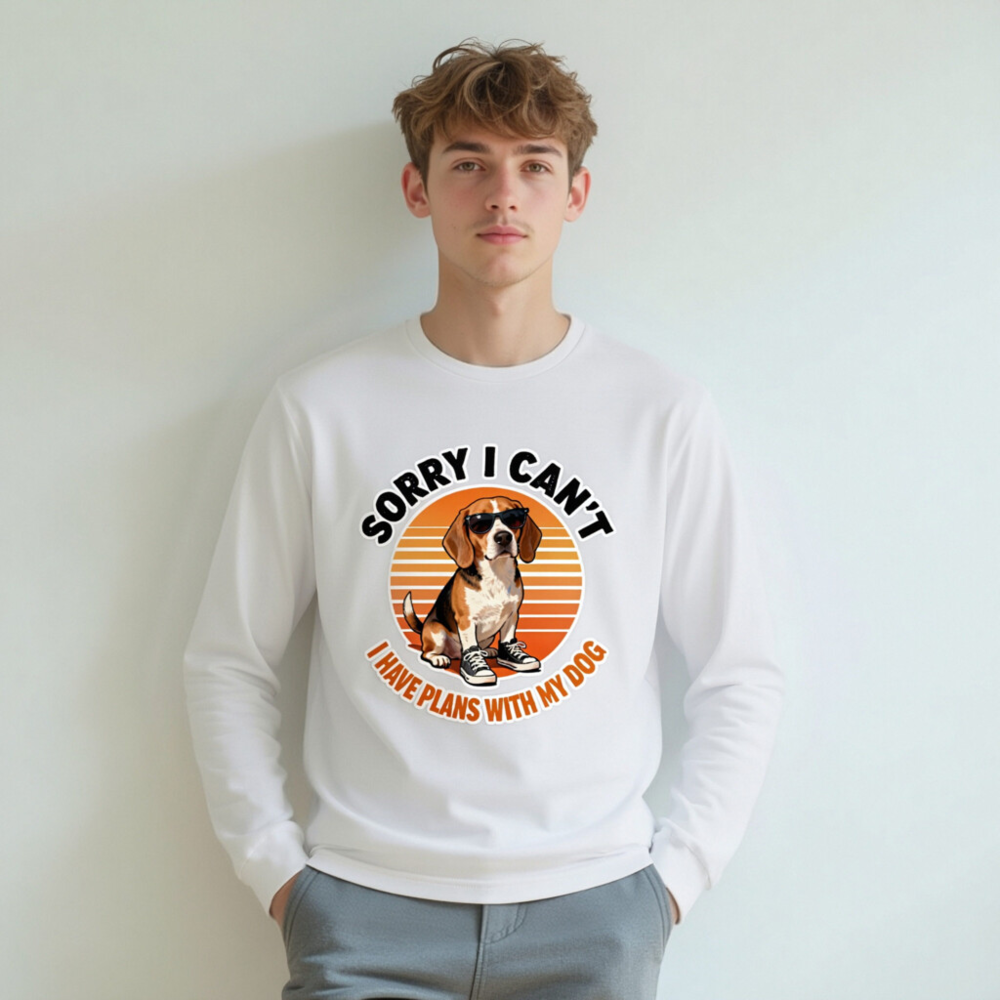 Sorry I Can't I Have Plans With My Dog Beagle Long Sleeve Tee - Unisex Vintage Style - Image 5