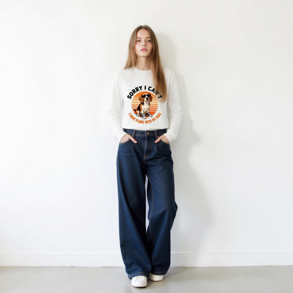 Sorry I Can't I Have Plans With My Dog Beagle Long Sleeve Tee - Unisex Vintage Style - Image 8