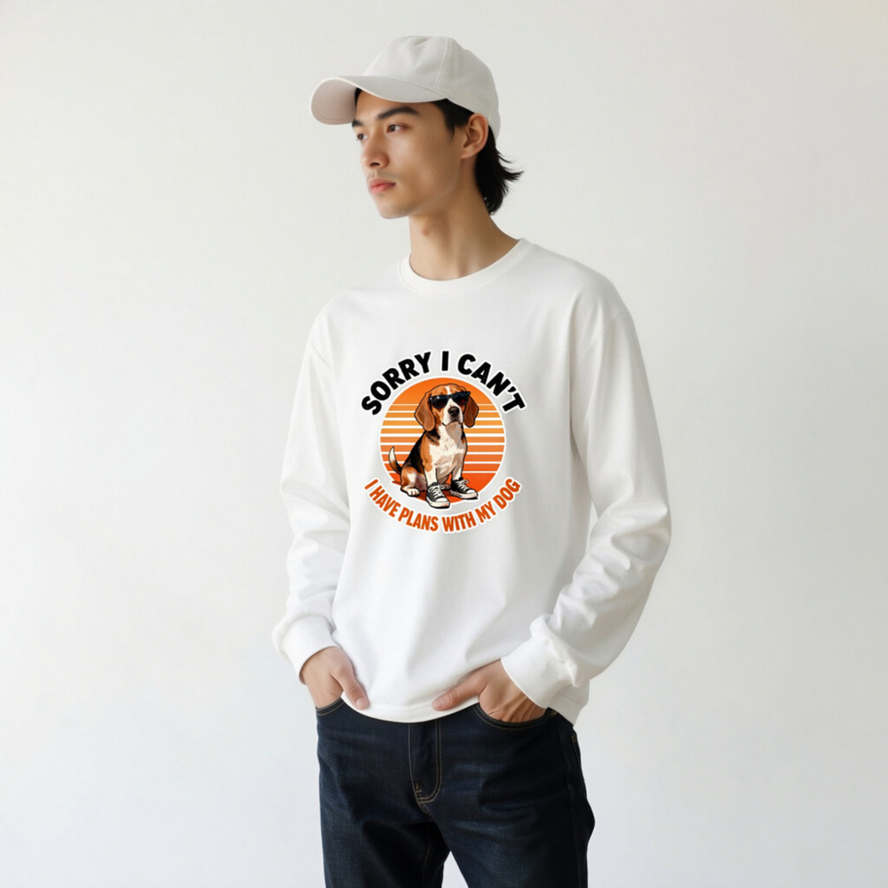 Sorry I Can't I Have Plans With My Dog Beagle Long Sleeve Tee - Unisex Vintage Style - Image 9