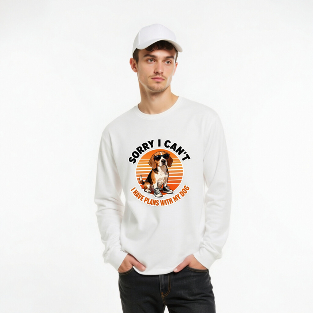 Sorry I Can't I Have Plans With My Dog Beagle Long Sleeve Tee - Unisex Vintage Style - Image 10