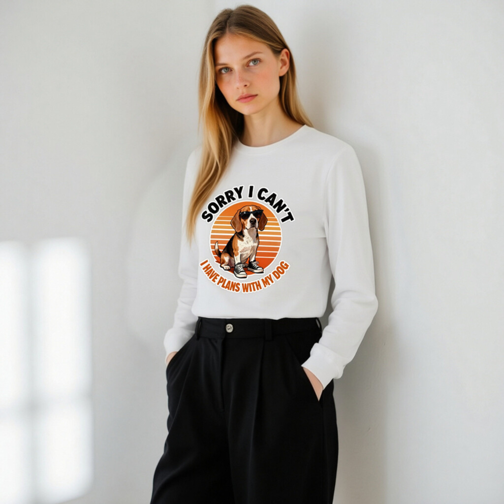 Sorry I Can't I Have Plans With My Dog Beagle Long Sleeve Tee - Unisex Vintage Style - Image 11