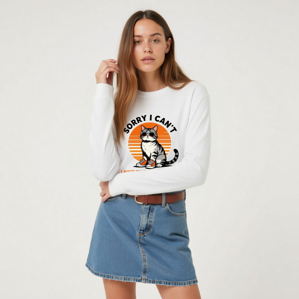 Sorry I Can't I Have Plans With My Cat Unisex Long Sleeve Tee - Image 6