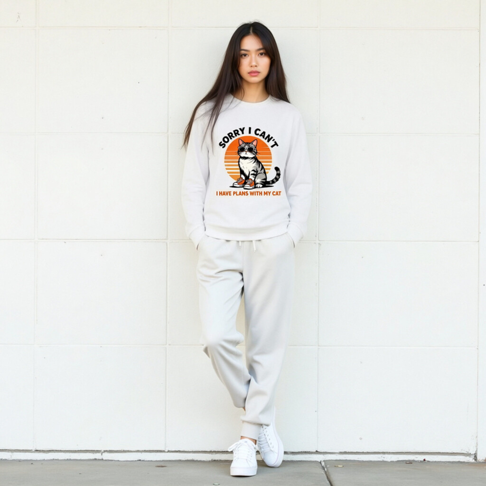 Sorry I Can't I Have Plans With My Cat Unisex Long Sleeve Tee - Image 7