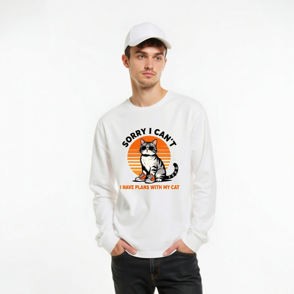 Sorry I Can't I Have Plans With My Cat Unisex Long Sleeve Tee - Image 10