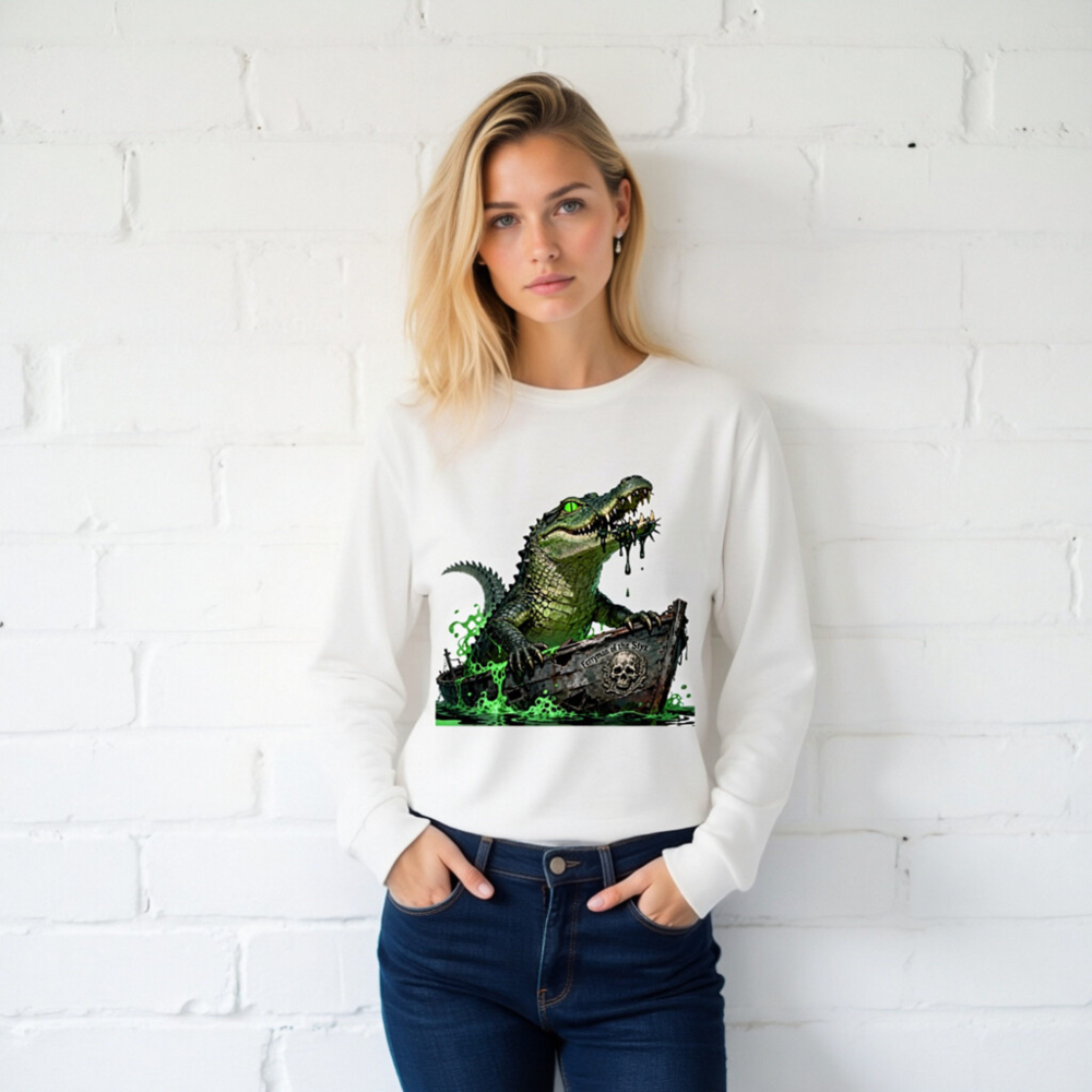 Green Crocodile Ferryman of the Styx Long Sleeve Tee - Unisex - Image 2