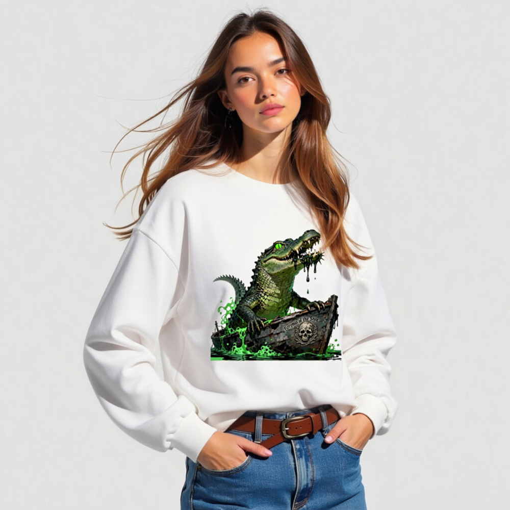Green Crocodile Ferryman of the Styx Long Sleeve Tee - Unisex - Image 4