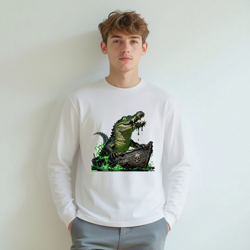 Green Crocodile Ferryman of the Styx Long Sleeve Tee - Unisex - Image 5