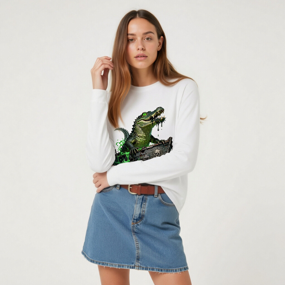 Green Crocodile Ferryman of the Styx Long Sleeve Tee - Unisex - Image 6