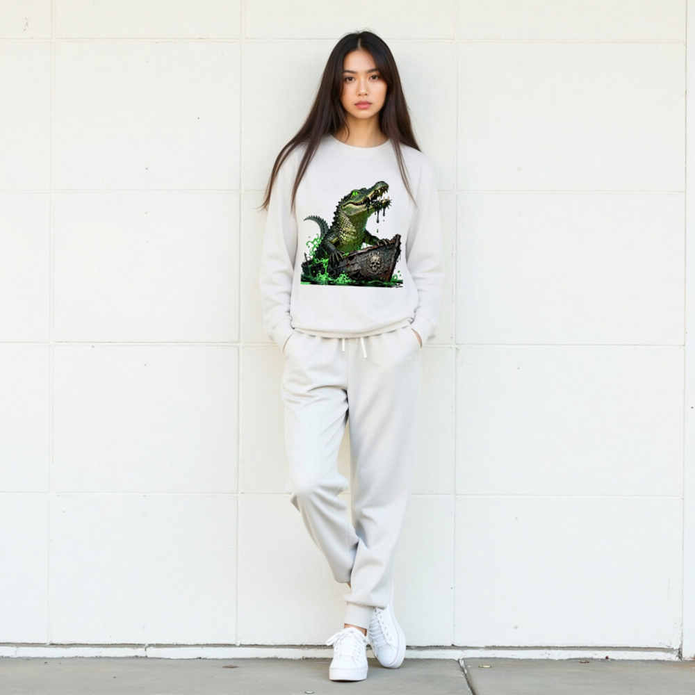 Green Crocodile Ferryman of the Styx Long Sleeve Tee - Unisex - Image 7