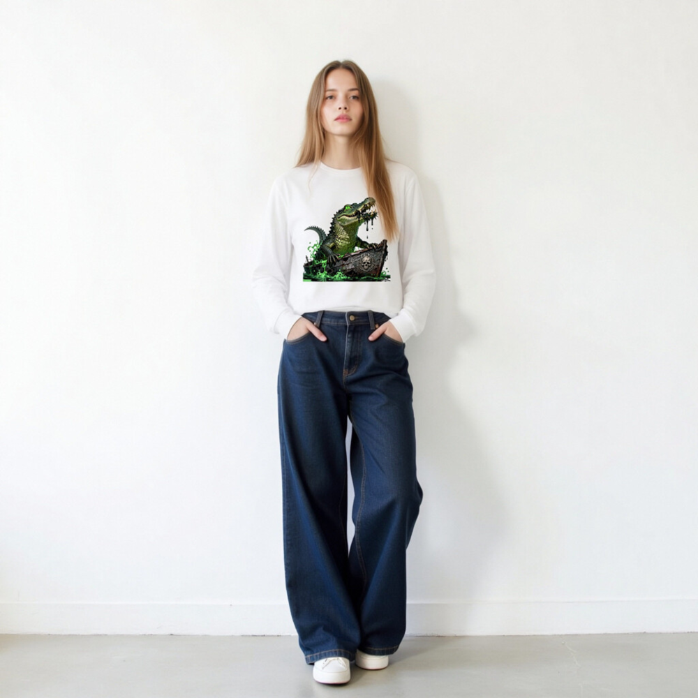 Green Crocodile Ferryman of the Styx Long Sleeve Tee - Unisex - Image 8